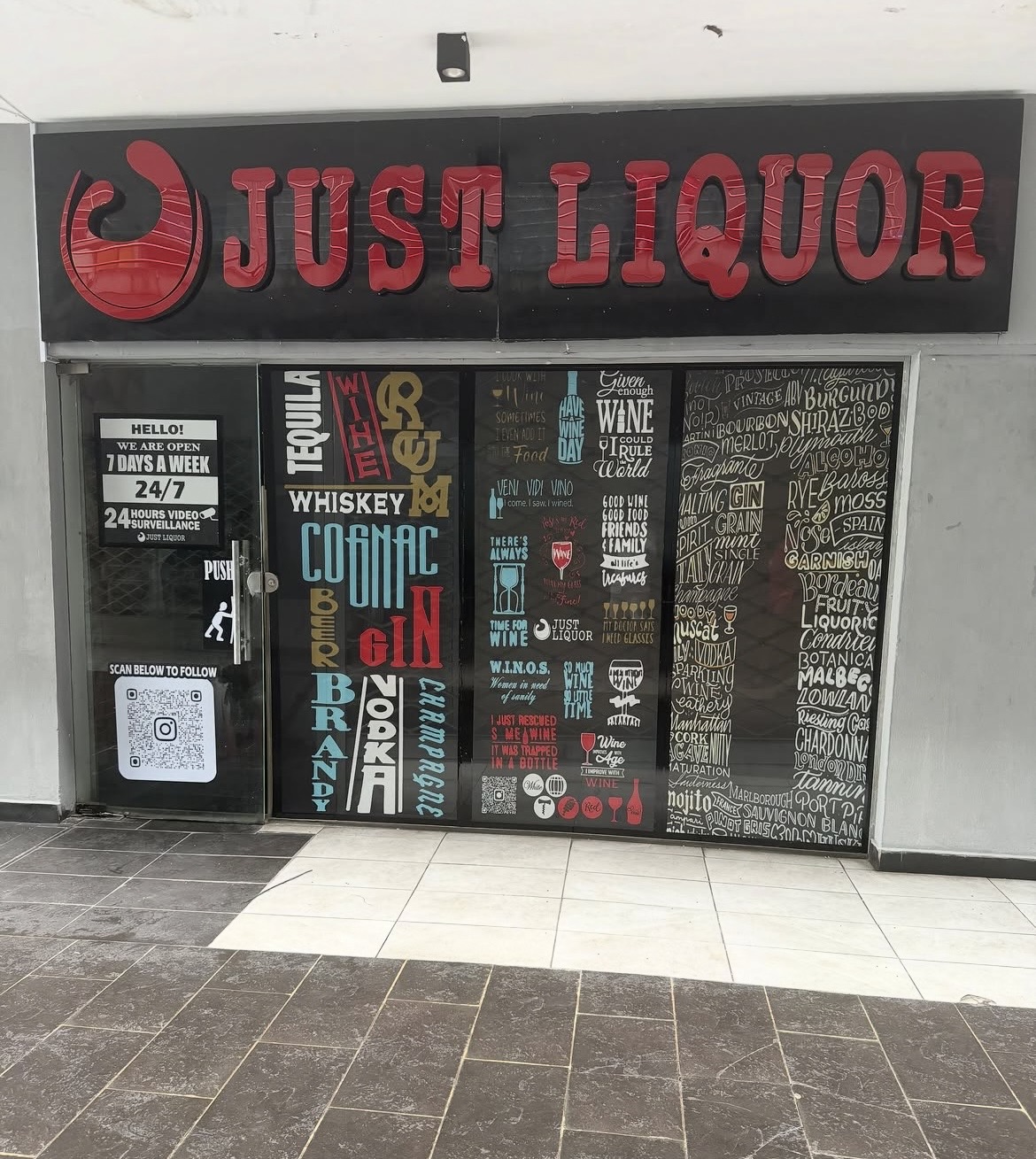 Just Liquor storefront — premium wine and spirits retail store in Lagos, Nigeria